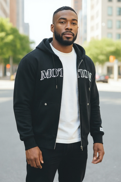 Black Chrome Zip Hoodie